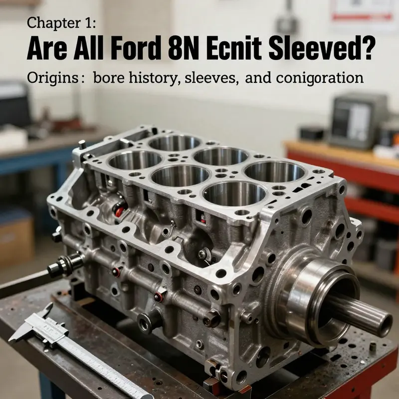 Original Ford 8N bore configuration without sleeves, reflecting factory design.