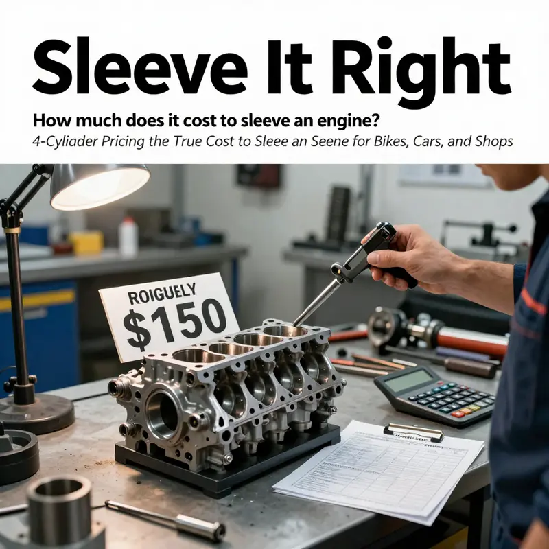 4-cylinder sleeve pricing concept with per-sleeve cost and associated labor estimates in a machine shop.
