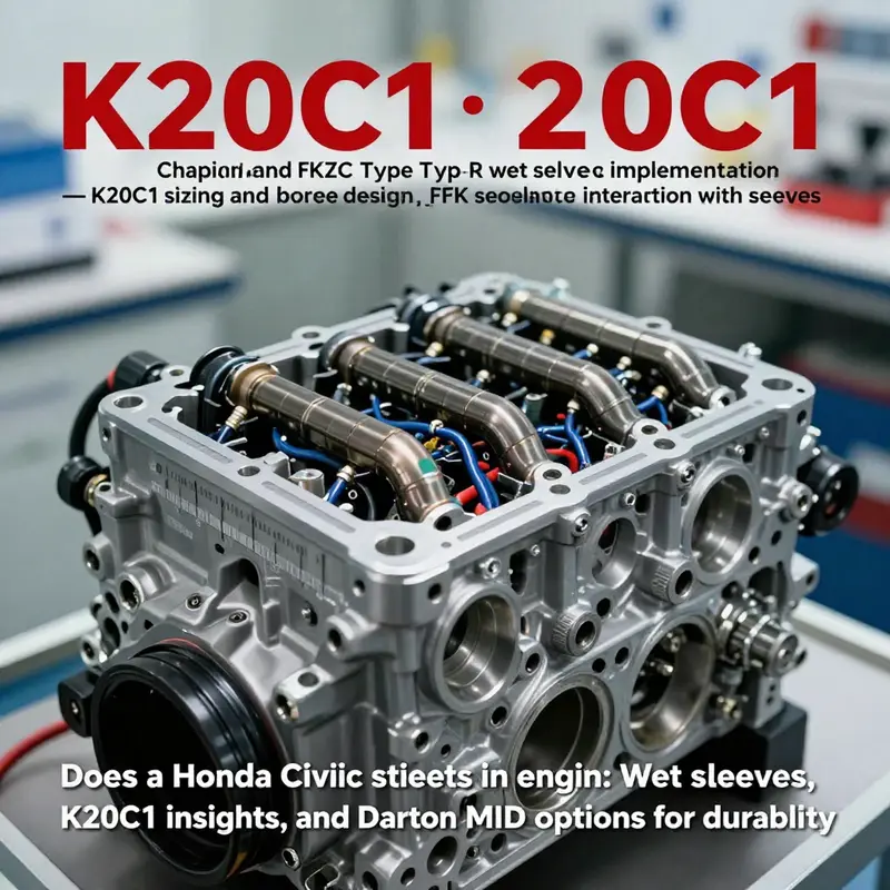 Cutaway view illustrating how a wet sleeve sits in the Civic engine bore and contacts cooling water.