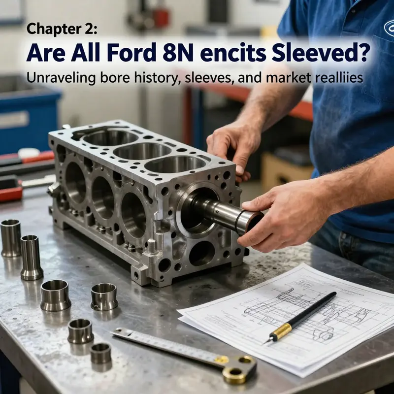 Original Ford 8N bore configuration without sleeves, reflecting factory design.