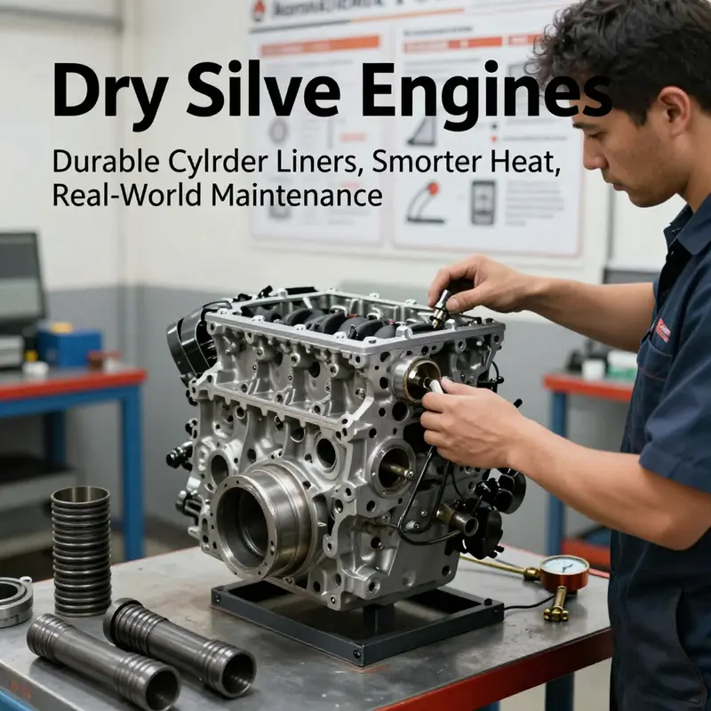 Cross-section of a dry sleeve engine illustrating the dry sleeve seated in the block with no direct coolant contact.