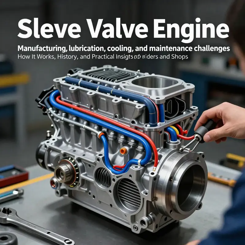 Illustration of sleeve valve timing and port alignment that controls intake and exhaust during the piston cycle.