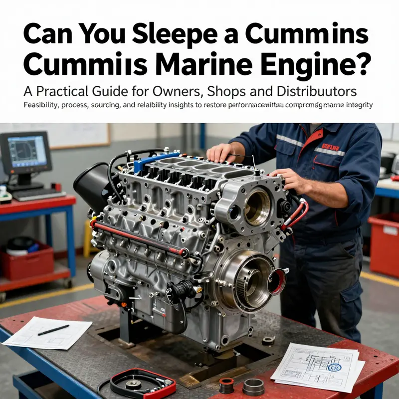 Cover image showing a Cummins marine engine undergoing sleeve replacement in a professional workshop.