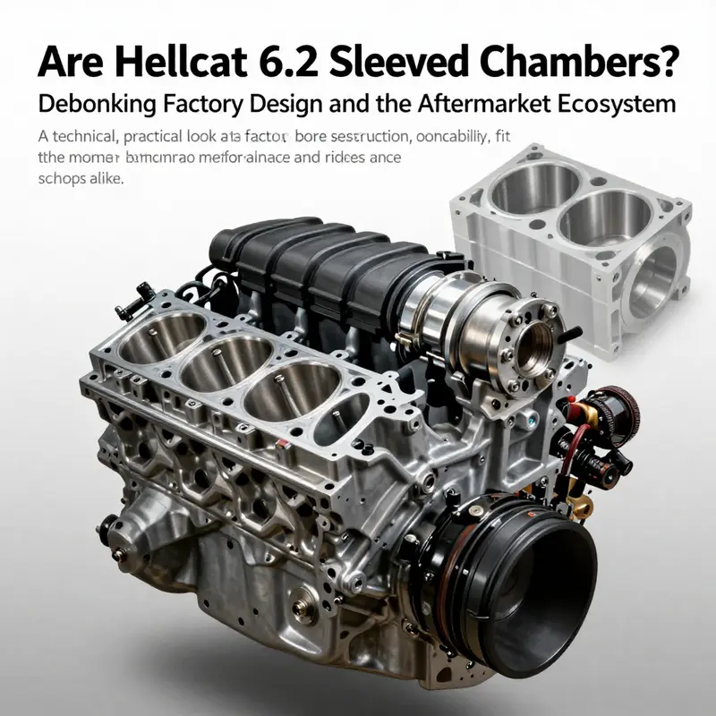 Cover image showing a Hellcat 6.2L engine with cutaway detail and a light, secondary reference to sleeved bores for context.