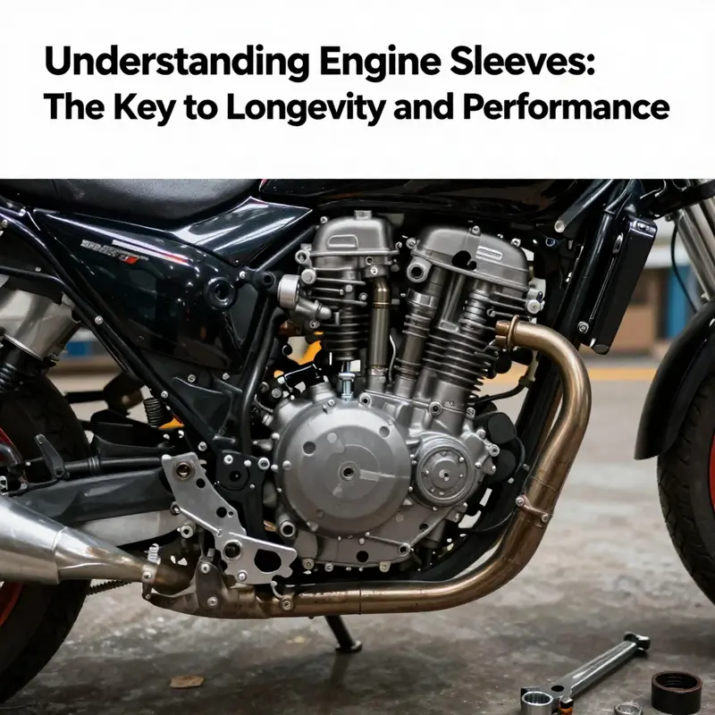 A motorcycle engine being repaired with a focus on the engine sleeve, illustrating the maintenance process.