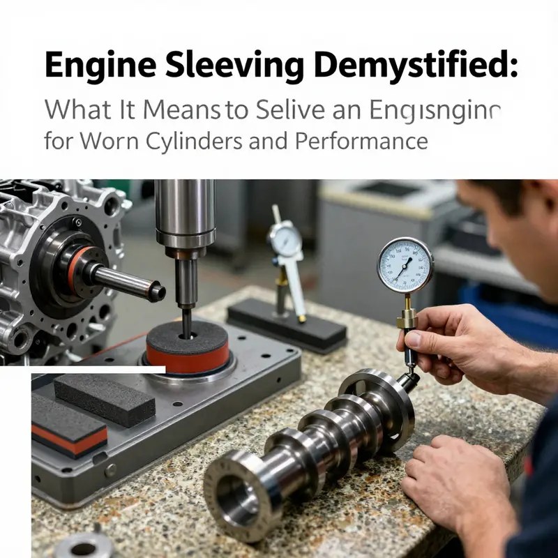 Illustrates the repair scenario where worn bores receive cylinder sleeves and re-boring steps to restore diameter and roundness.