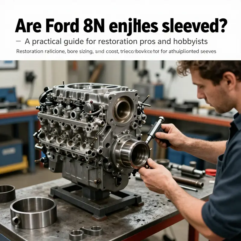 Cover image showing a Ford 8N engine being sleeved in a workshop with precision tools.