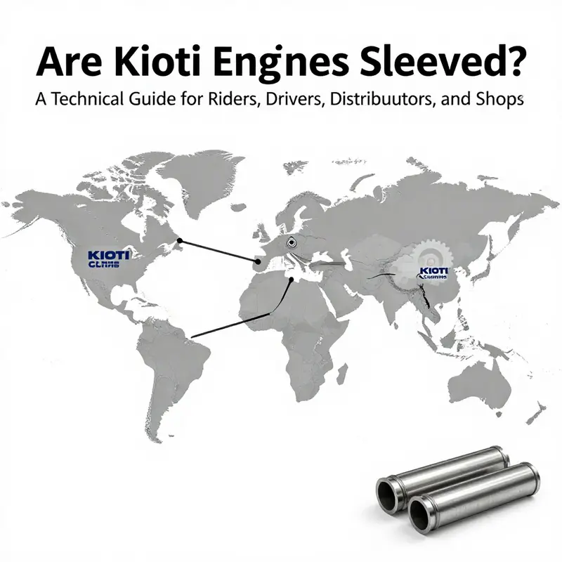 Cross-section of a sleeved KIOTI engine block highlighting sleeves and bore geometry.