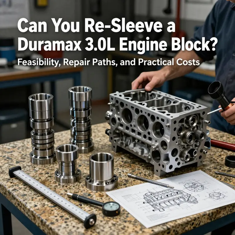 Feasibility, design, and material considerations for re-sleeving the Duramax 3.0L engine block.