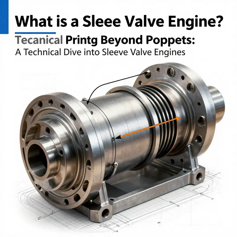 Diagram illustrating the sleeve valve mechanism: reciprocal piston motion paired with sleeve rotation unveils large ports for improved breathing.