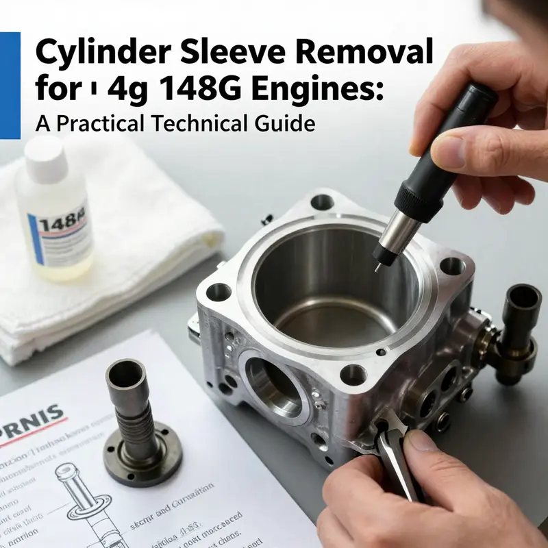 Setting up a safe, clean workspace and preparing the 148G engine for sleeve removal.