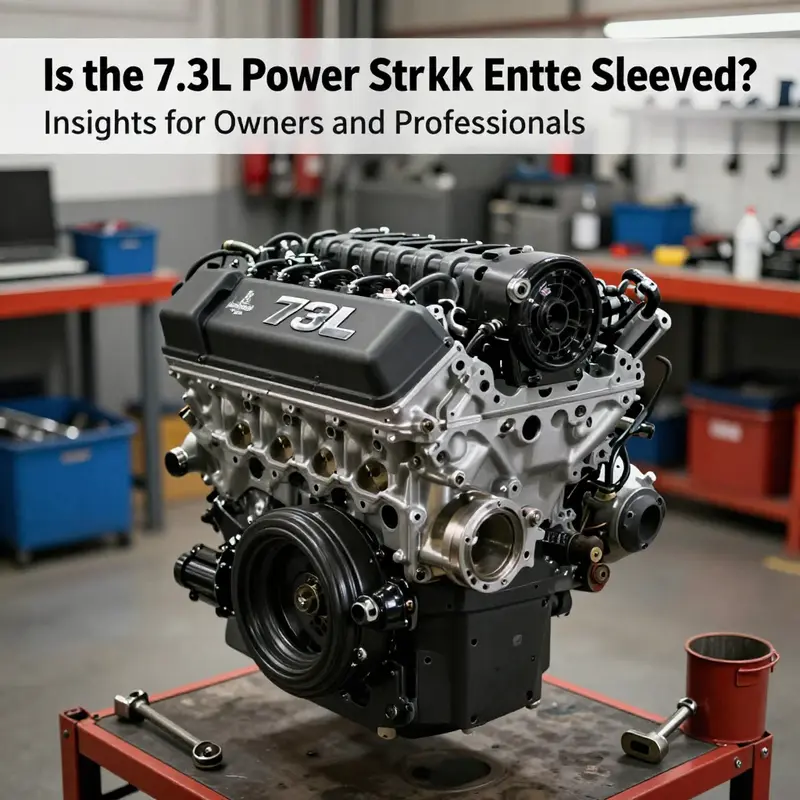 A 7.3L Power Stroke engine in a repair shop, emphasizing the tools and focus on proper maintenance.