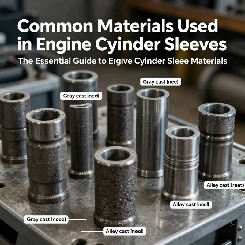 A display of different cast iron cylinder sleeves commonly used in engine manufacturing.