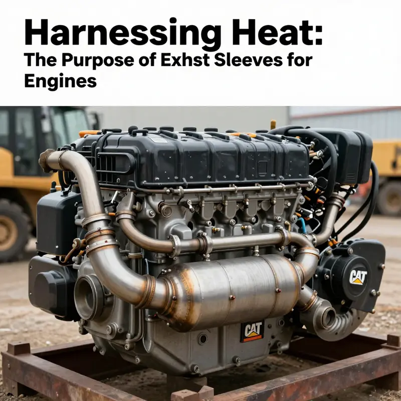 Close-up of a CAT engine with exhaust sleeves used in construction, illustrating durability and thermal protection.