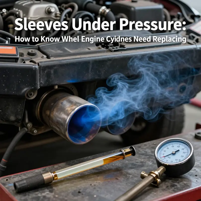 Compression and leak-down testing setup used to assess cylinder sleeves wear.