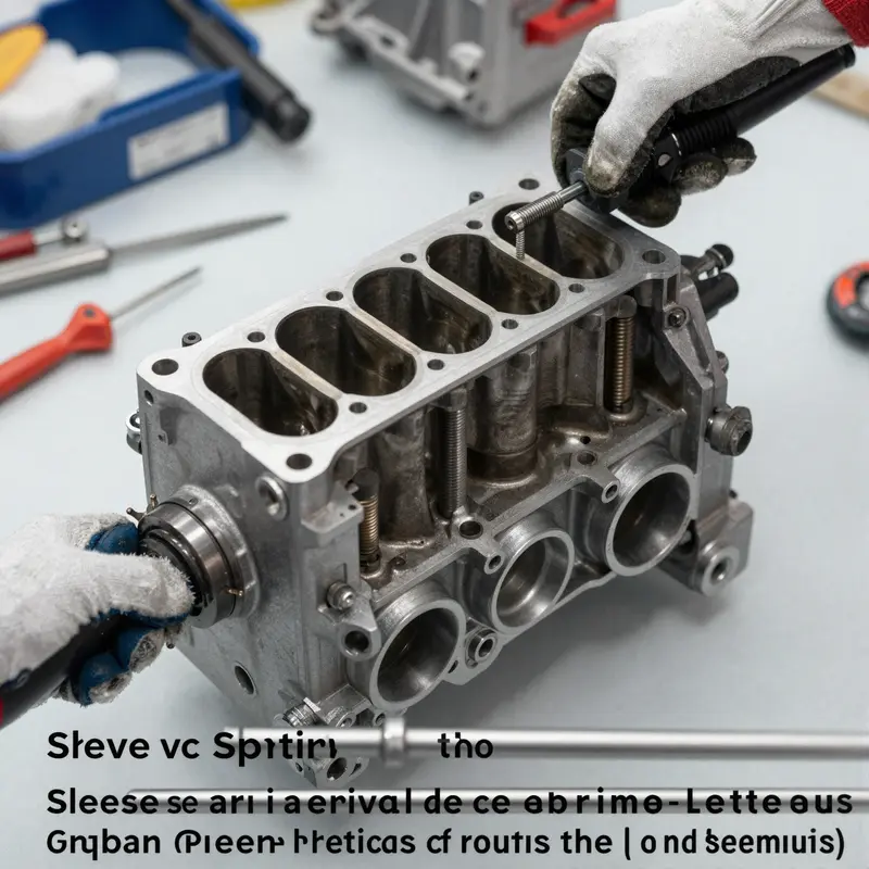 Preparation and safety steps for sleeve removal on a Perkins 3cly engine.