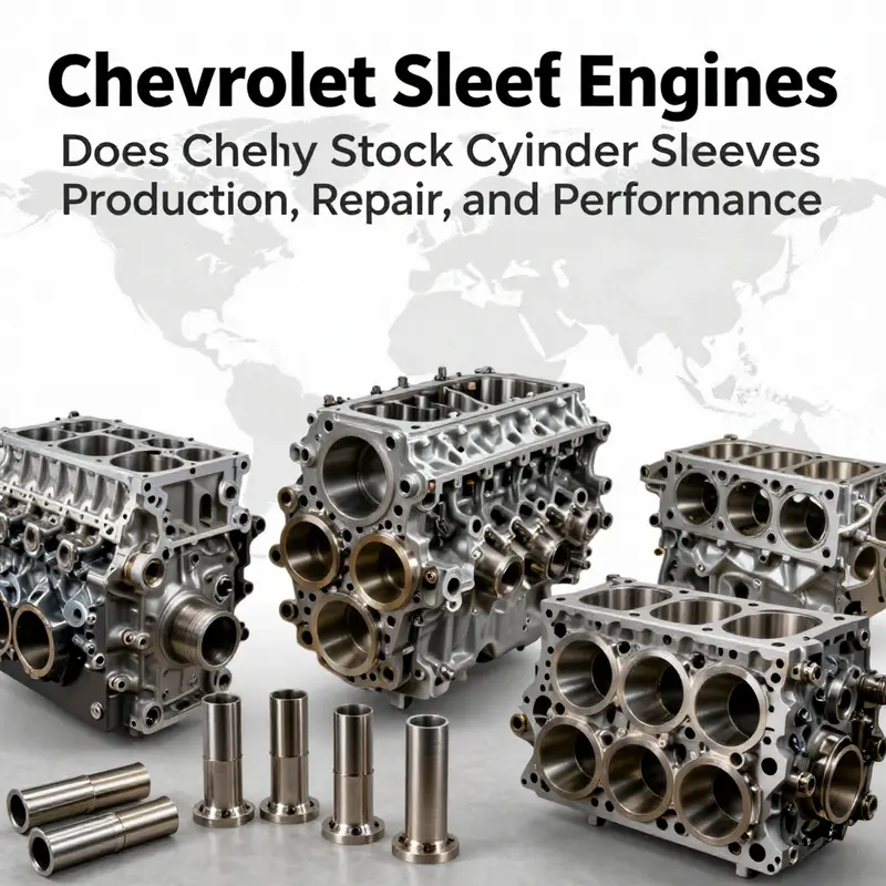 A Chevrolet engine block with a visible cylinder sleeve and a global context to symbolize production, repair, and aftermarket implications.