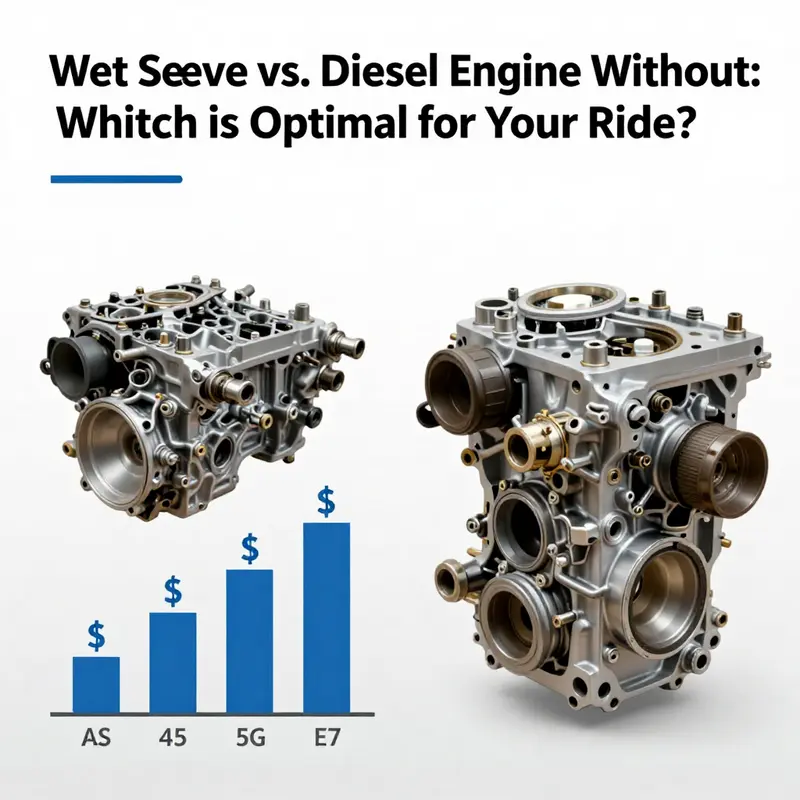A side-by-side comparison of a wet sleeve diesel engine and a sleeveless diesel engine, illustrating the differences in design.
