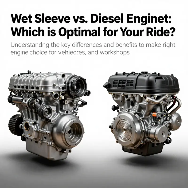 Cover image showing a wet sleeve diesel engine paired with a sleeveless engine, conveying the essence of technological comparison.