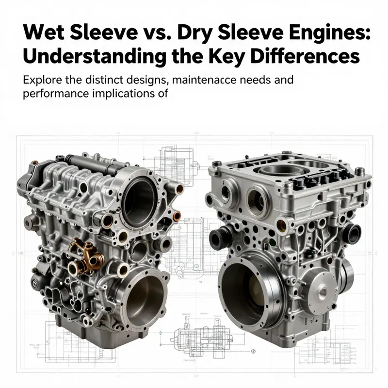 Detailed image showing wet sleeve and dry sleeve engine components on a blueprint, emphasizing their engineering.