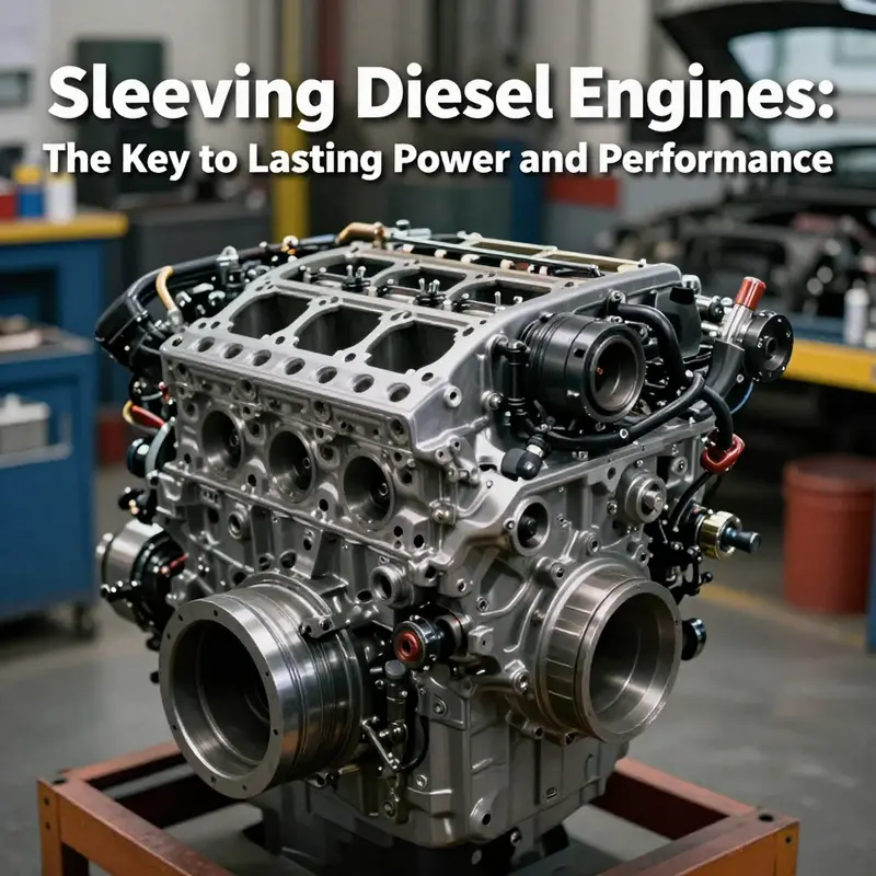 Photo of a sophisticated diesel engine in a workshop, emphasizing its sleeves and engineering.
