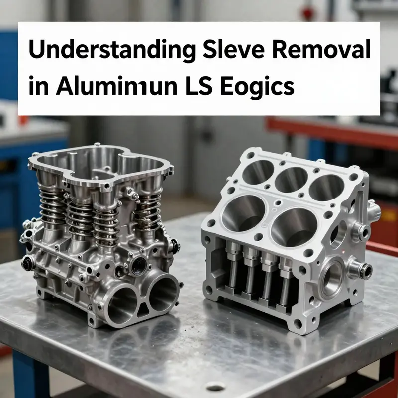 Aluminum LS block with visible cast-in-place cylinder liners under inspection.