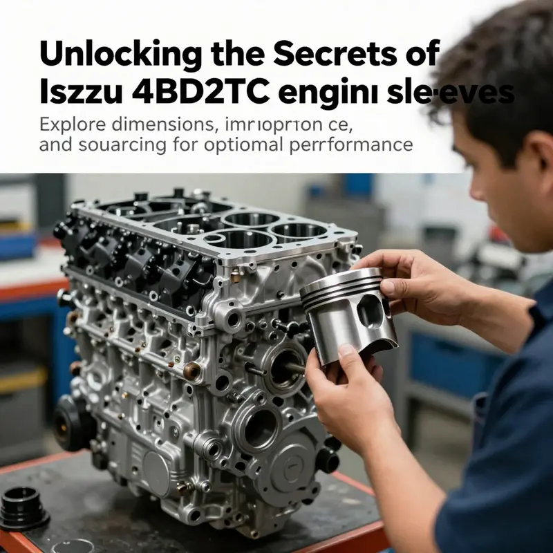 A mechanic examining the piston sleeve of an Isuzu 4BD2TC engine in a workshop environment.