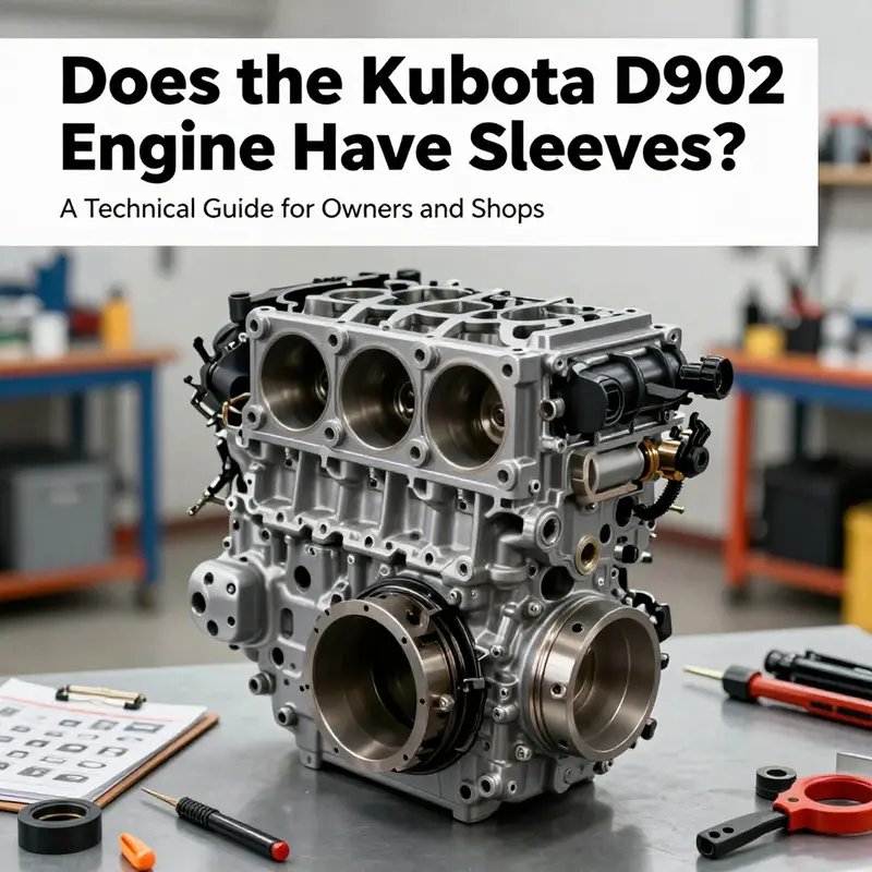 Cover image of a Kubota D902 engine showing the sleeve area and related components in a repair setting.