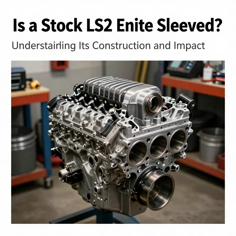 Pristine LS2 V8 engine on a shop stand highlighting aluminum block and integrated cast iron liners.