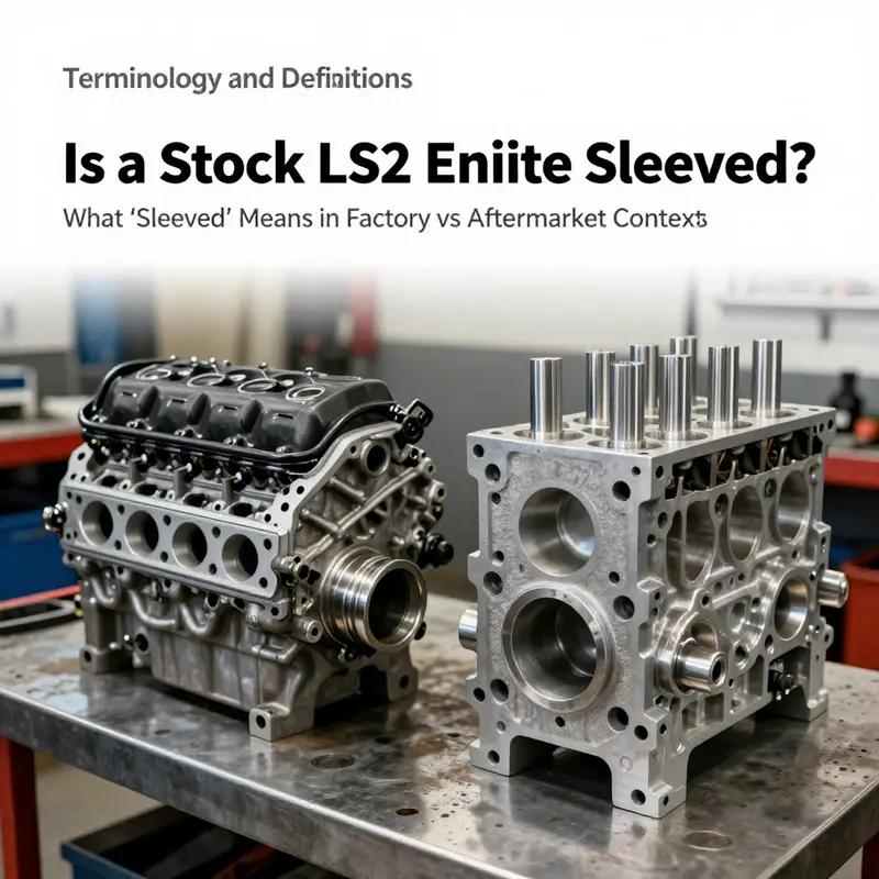 Detailed view of LS2’s aluminum block featuring integrated cast iron cylinder liners.