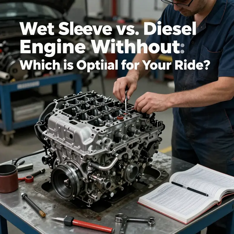 A side-by-side comparison of a wet sleeve diesel engine and a sleeveless diesel engine, illustrating the differences in design.