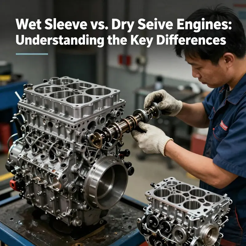 Illustration comparing the design structure of wet sleeve and dry sleeve engines.