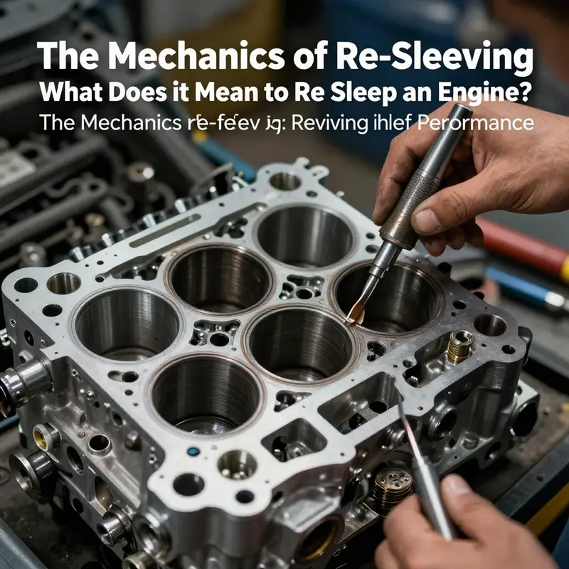 A mechanic examines an engine block, demonstrating the importance of identifying wear before re-sleeving.