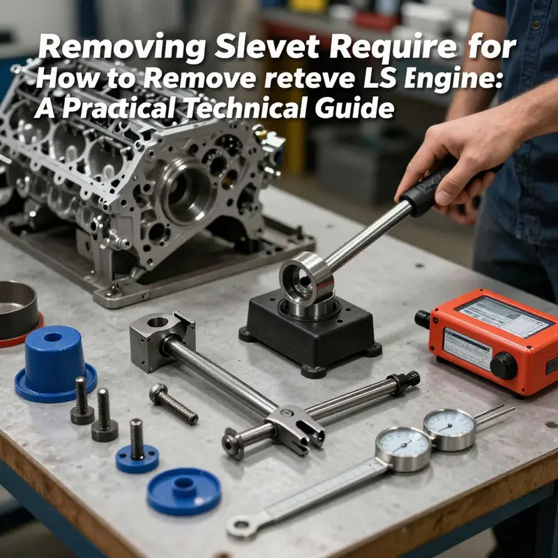 Organized initial disassembly of an LS engine with fluids drained and components labeled for sleeve removal readiness.
