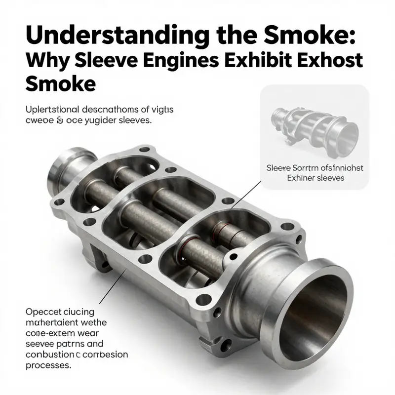 A mechanic examines a sleeve engine, visibly emitting blue-gray smoke due to oil burning.