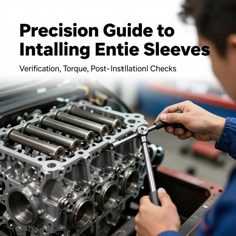 Essential tools and components laid out for engine sleeve preparation.