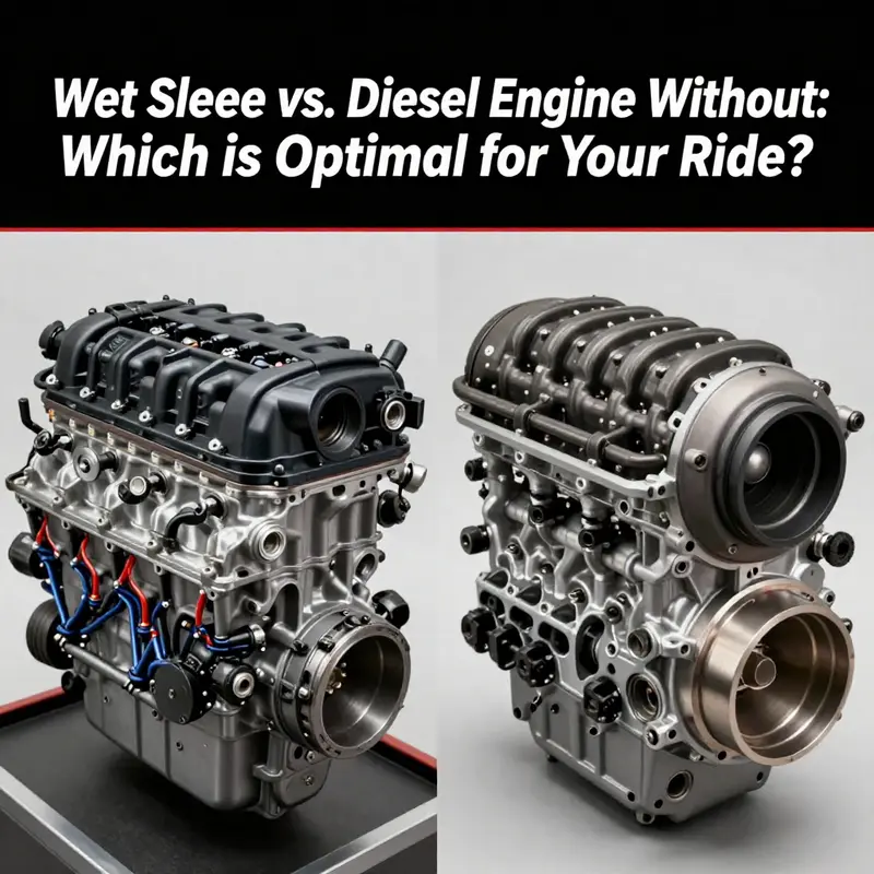 A side-by-side comparison of a wet sleeve diesel engine and a sleeveless diesel engine, illustrating the differences in design.