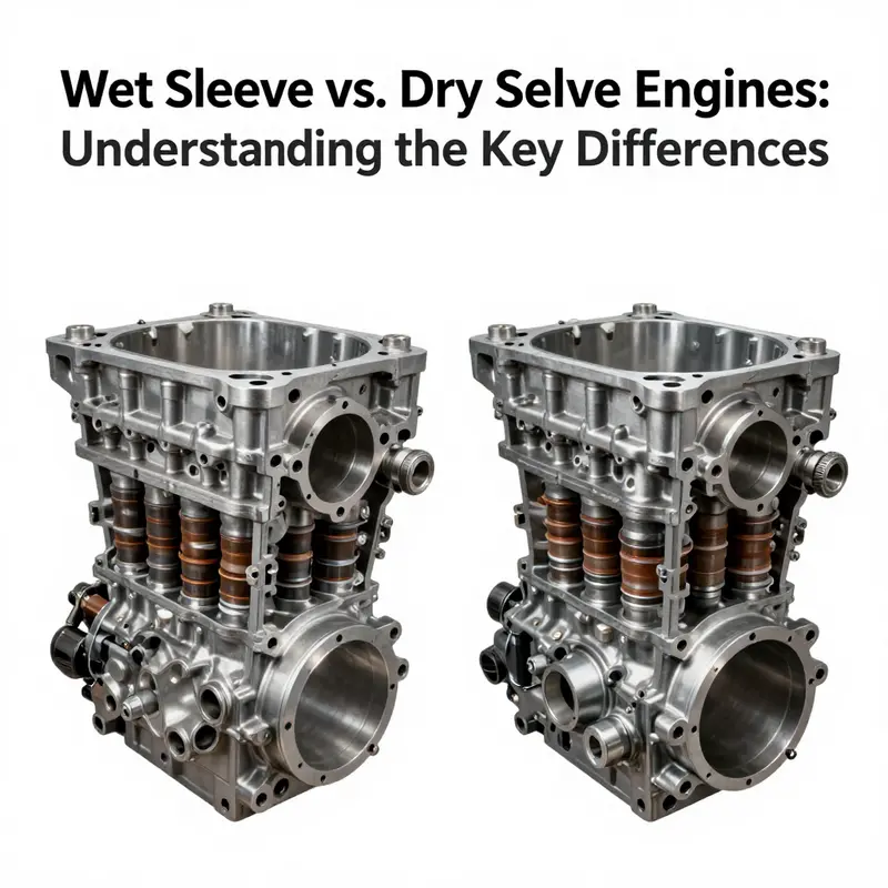 Illustration comparing the design structure of wet sleeve and dry sleeve engines.