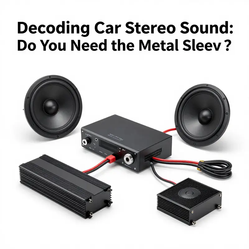 Key components of a car audio system, showcasing how they work together.