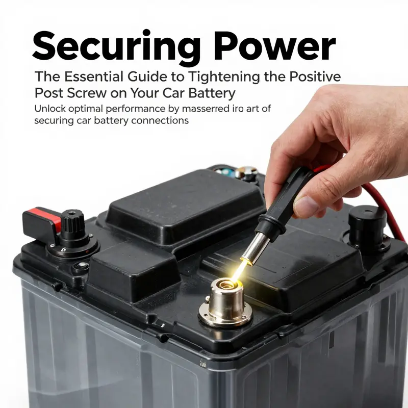 A detailed view of a car battery's positive terminal, emphasizing correct installation and torque specifications.