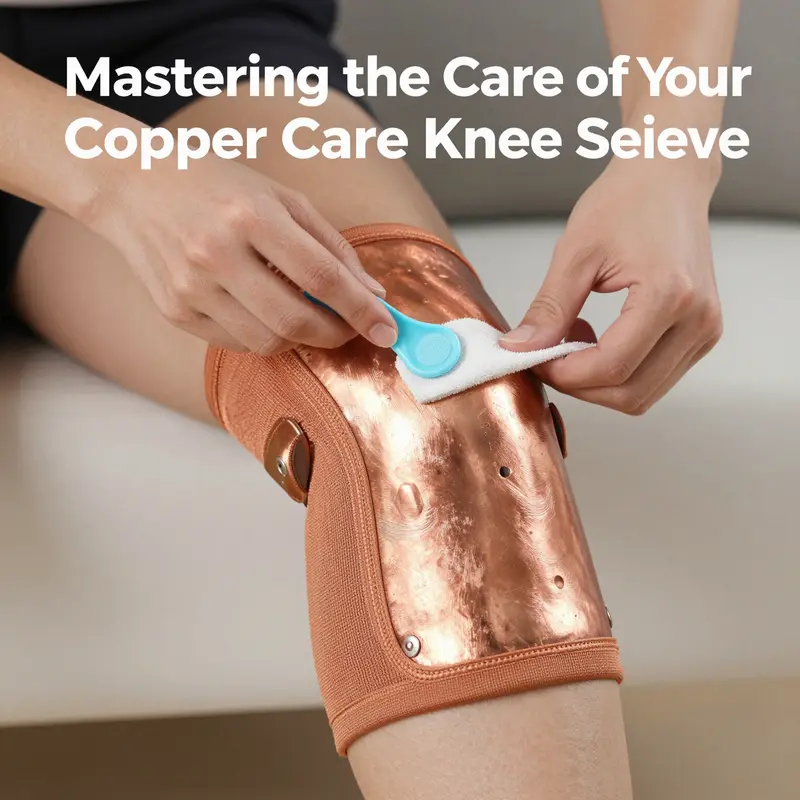 Step-by-step launder guide for copper care knee sleeves highlighting important actions.