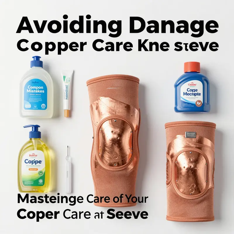 Step-by-step launder guide for copper care knee sleeves highlighting important actions.