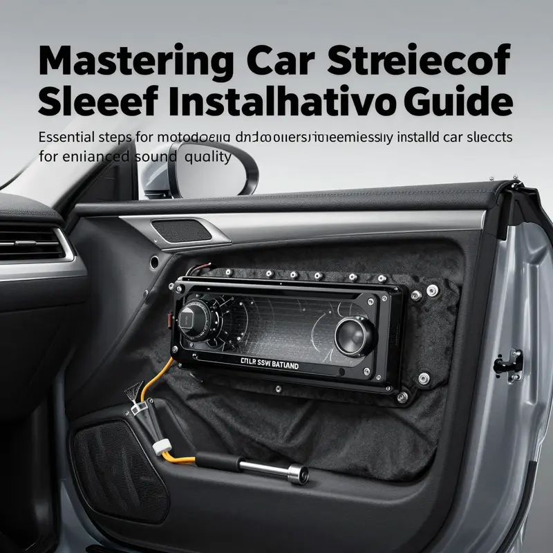 An artistic representation of a car undergoing stereo sleeve installation, emphasizing the tools and processes involved.
