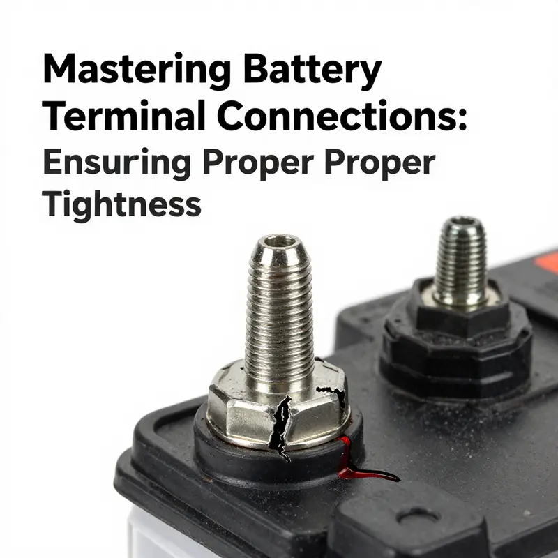 Using a torque wrench to tighten a battery terminal to the correct specifications.