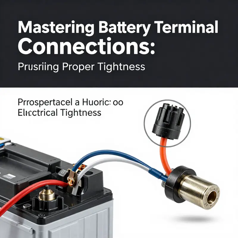 Using a torque wrench to tighten a battery terminal to the correct specifications.