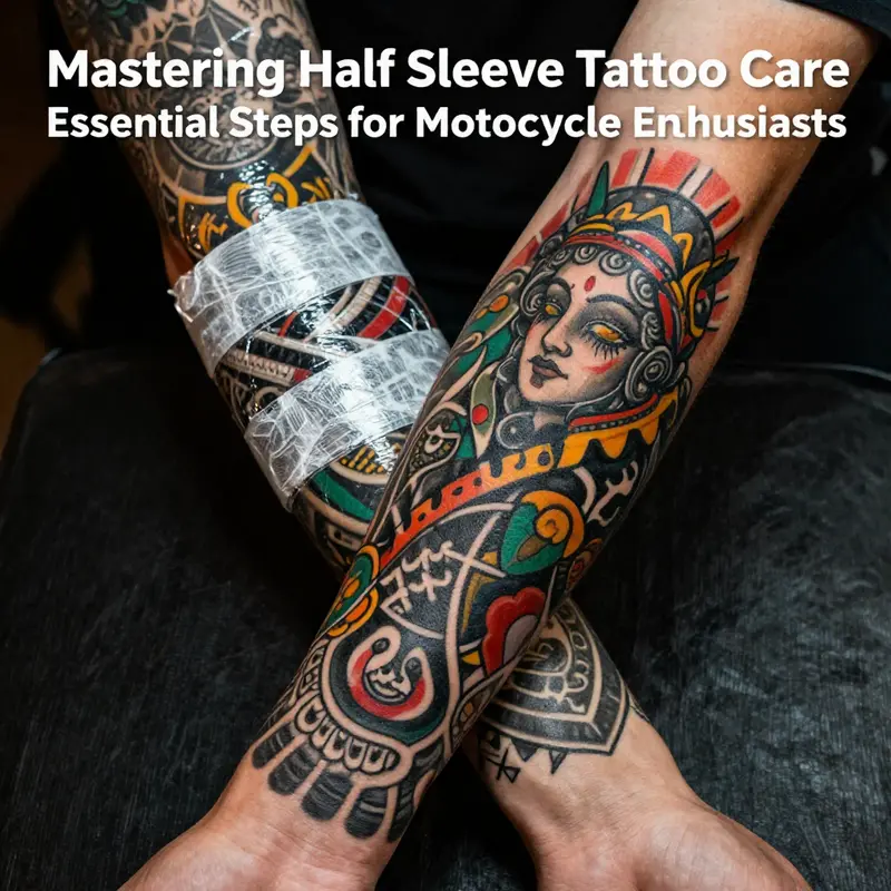 Essential aftercare immediately following a tattoo, highlighting protective wrapping and vibrant ink.
