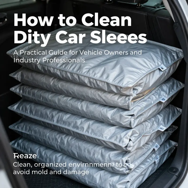 Diverse car sleeves displayed to illustrate material types and dirt levels before cleaning begins.