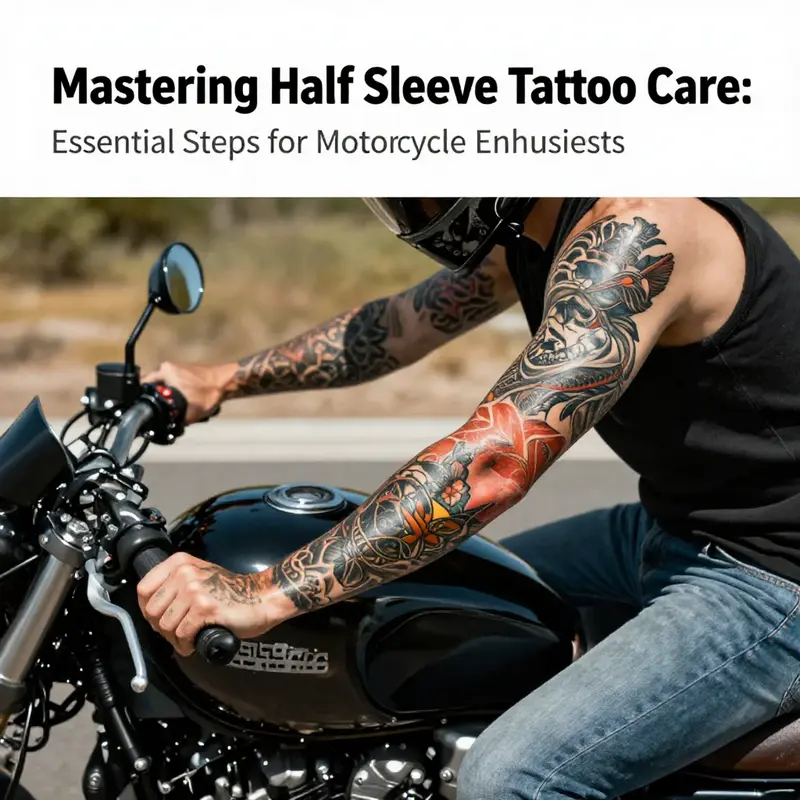 A motorcycle rider displays a visible half sleeve tattoo, celebrating the link between tattoos and motorcycle lifestyle.