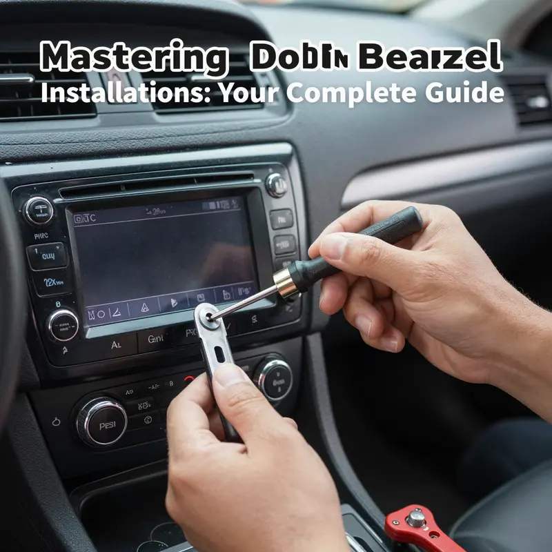 Technician removing the bezel to access the stereo for installation.