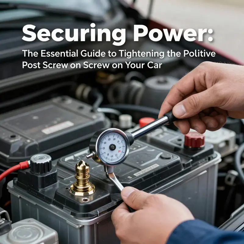A mechanic carefully adjusting the torque setting on a car battery’s positive terminal.